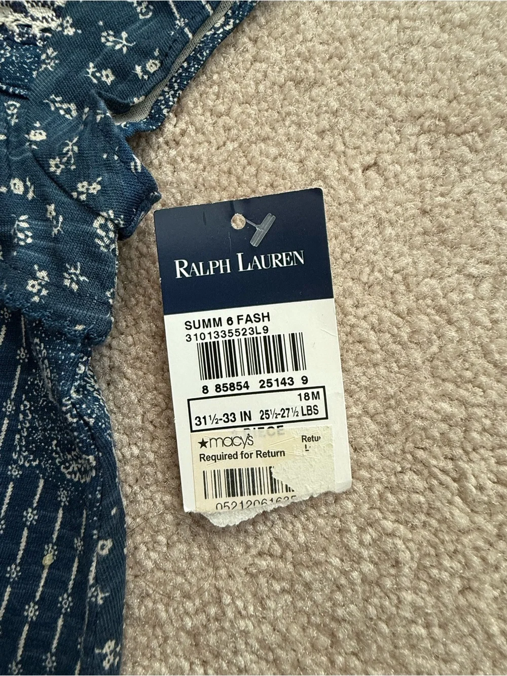 Ralph Lauren Blue Patchwork dress bloomers- size 18months